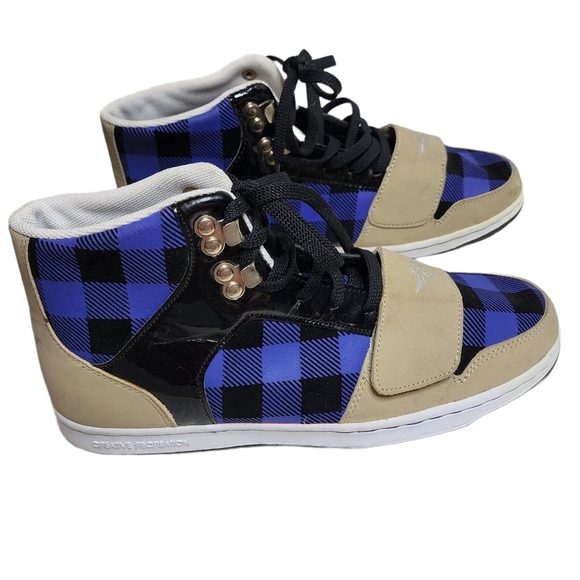 Creative Recreation Cesario Sneaker Tan Purple Black Plaid Size 8 EU 39 - Picture 3 of 16